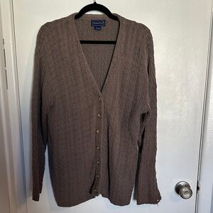 Charter Club Taupe Cable-Knit Button Front Cardigan